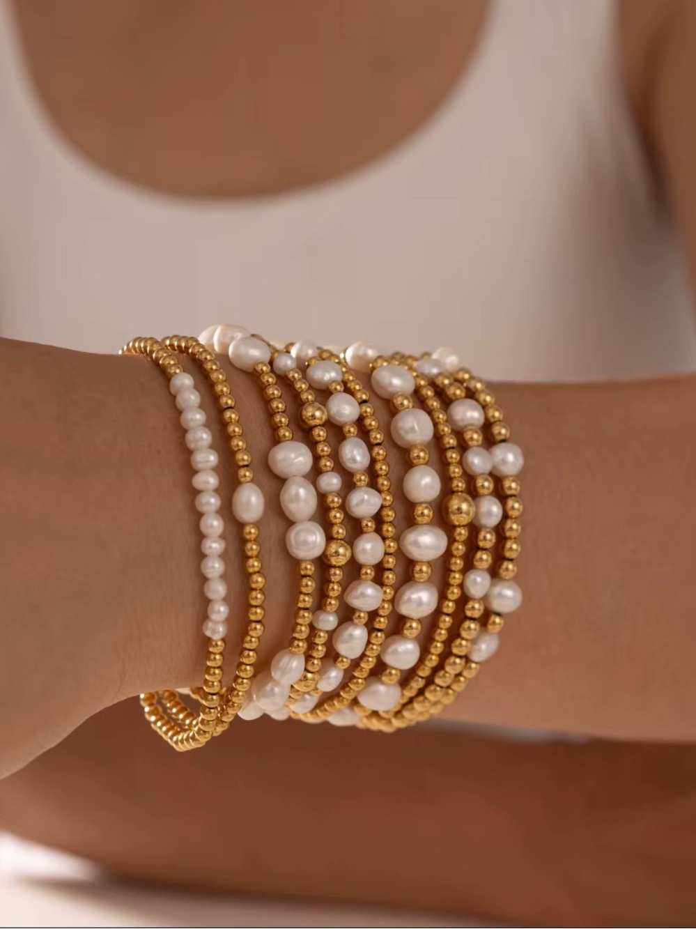 14Kt gold plated and freshwater pearl bracelets